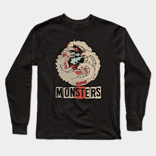 Godzilla Fighting The Three Headed Ghidorah Monsters Long Sleeve T-Shirt